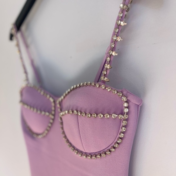 VERSACE styled Lilac Corset Dress Size S - Picture 2 of 5